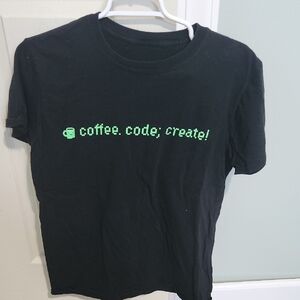 Black Graphic Tee with Green Text